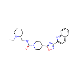 CCN1CCCC[C@@H]1CNC(=O)N1CCC(c2nc(-c3ccc4ccccc4n3)no2)CC1 ZINC000072181244