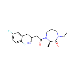 CCN1CCCN(C(=O)C[C@H](N)Cc2cc(F)ccc2F)[C@H](C)C1=O ZINC000014958856