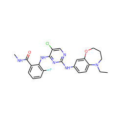 CCN1CCCOc2cc(Nc3ncc(Cl)c(Nc4c(F)cccc4C(=O)NC)n3)ccc21 ZINC000066251934