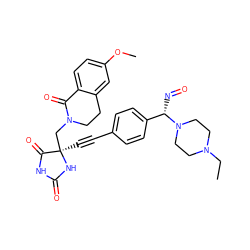 CCN1CCN([C@@H](N=O)c2ccc(C#C[C@]3(CN4CCc5cc(OC)ccc5C4=O)NC(=O)NC3=O)cc2)CC1 ZINC000169694559