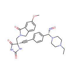 CCN1CCN([C@@H](N=O)c2ccc(C#C[C@]3(CN4Cc5ccc(OC)cc5C4=O)NC(=O)NC3=O)cc2)CC1 ZINC000169694515