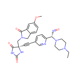 CCN1CCN([C@@H](N=O)c2ccc(C#C[C@]3(CN4Cc5ccc(OC)cc5C4=O)NC(=O)NC3=O)cn2)CC1 ZINC000169694552