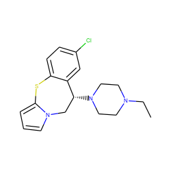 CCN1CCN([C@@H]2Cn3cccc3Sc3ccc(Cl)cc32)CC1 ZINC000022925224