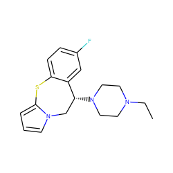 CCN1CCN([C@@H]2Cn3cccc3Sc3ccc(F)cc32)CC1 ZINC000022925243