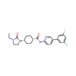 CCN1CCN([C@H]2CC[C@@H](C(=O)Nc3ccc(-c4cc(F)cc(F)c4)cn3)CC2)C1=O ZINC000261147270