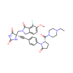 CCN1CCN(C(=O)[C@@H]2CCC(=O)N2c2ccc(C#C[C@]3(CN4Cc5ccc(OC)c(F)c5C4=O)NC(=O)NC3=O)cc2)CC1 ZINC000096173625