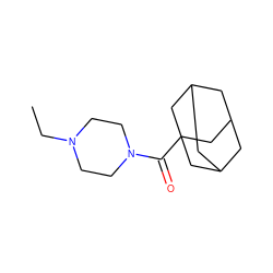 CCN1CCN(C(=O)C23CC4CC(CC(C4)C2)C3)CC1 ZINC000023379295