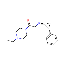 CCN1CCN(C(=O)CN[C@H]2C[C@@H]2c2ccccc2)CC1 ZINC000096172284