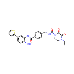 CCN1CCN(C(=O)NCc2ccc(C(=O)Nc3cc(-c4cccs4)ccc3N)cc2)C(=O)C1=O ZINC000072318503