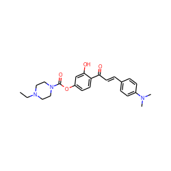 CCN1CCN(C(=O)Oc2ccc(C(=O)/C=C/c3ccc(N(C)C)cc3)c(O)c2)CC1 ZINC001772606899