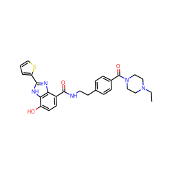 CCN1CCN(C(=O)c2ccc(CCNC(=O)c3ccc(O)c4[nH]c(-c5cccs5)nc34)cc2)CC1 ZINC000073311725