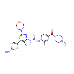 CCN1CCN(C(=O)c2ccc(NC(=O)N3CCc4c(-c5cnc(N)nc5)nc(N5CCOCC5)nc43)c(C)c2)CC1 ZINC000118756165