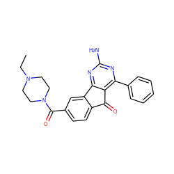 CCN1CCN(C(=O)c2ccc3c(c2)-c2nc(N)nc(-c4ccccc4)c2C3=O)CC1 ZINC000049048918