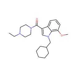 CCN1CCN(C(=O)c2cn(CC3CCCCC3)c3c(OC)cccc23)CC1 ZINC000058506550