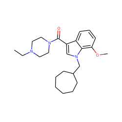 CCN1CCN(C(=O)c2cn(CC3CCCCCC3)c3c(OC)cccc23)CC1 ZINC000205005926