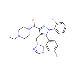 CCN1CCN(C(=O)c2nn(-c3ccccc3Cl)c(-c3ccc(Br)cc3)c2Cn2cncn2)CC1 ZINC000049768010