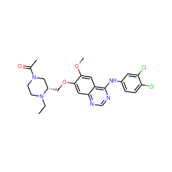 CCN1CCN(C(C)=O)C[C@@H]1COc1cc2ncnc(Nc3ccc(Cl)c(Cl)c3)c2cc1OC ZINC000115596670