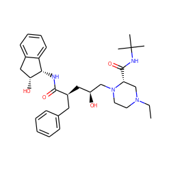 CCN1CCN(C[C@@H](O)C[C@@H](Cc2ccccc2)C(=O)N[C@H]2c3ccccc3C[C@H]2O)[C@H](C(=O)NC(C)(C)C)C1 ZINC000027093224