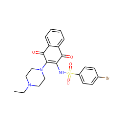 CCN1CCN(C2=C(NS(=O)(=O)c3ccc(Br)cc3)C(=O)c3ccccc3C2=O)CC1 ZINC000019891189