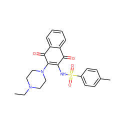 CCN1CCN(C2=C(NS(=O)(=O)c3ccc(C)cc3)C(=O)c3ccccc3C2=O)CC1 ZINC000009057769