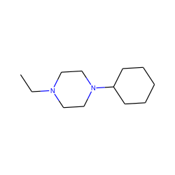 CCN1CCN(C2CCCCC2)CC1 ZINC000045300748