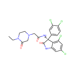 CCN1CCN(CC(=O)N[C@@]2(c3ccc(Cl)c(Cl)c3)C(=O)Nc3cc(Cl)cc(Cl)c32)CC1=O ZINC000095557503