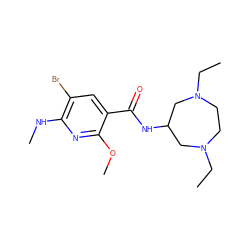 CCN1CCN(CC)CC(NC(=O)c2cc(Br)c(NC)nc2OC)C1 ZINC000022928220