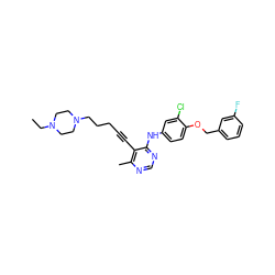 CCN1CCN(CCCC#Cc2c(C)ncnc2Nc2ccc(OCc3cccc(F)c3)c(Cl)c2)CC1 ZINC000066066135