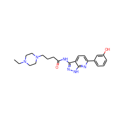 CCN1CCN(CCCC(=O)Nc2n[nH]c3nc(-c4cccc(O)c4)ccc23)CC1 ZINC000022930706