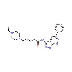 CCN1CCN(CCCCC(=O)Nc2n[nH]c3nnc(-c4ccccc4)cc23)CC1 ZINC000022927676