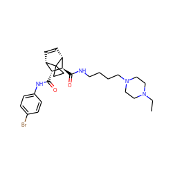 CCN1CCN(CCCCNC(=O)[C@H]2[C@H](C(=O)Nc3ccc(Br)cc3)[C@@H]3C=C[C@H]2C32CC2)CC1 ZINC000168435226