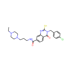 CCN1CCN(CCCNC(=O)c2ccc3c(=O)n(Cc4ccc(Cl)cc4)c(S)nc3c2)CC1 ZINC000020644064