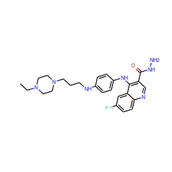 CCN1CCN(CCCNc2ccc(Nc3c(C(=O)NN)cnc4ccc(F)cc34)cc2)CC1 ZINC000473151893