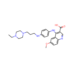 CCN1CCN(CCCNc2ccc(Nc3c(C(=O)O)cnc4ccc(OC)cc34)cc2)CC1 ZINC000473151831