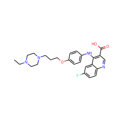 CCN1CCN(CCCOc2ccc(Nc3c(C(=O)O)cnc4ccc(F)cc34)cc2)CC1 ZINC000473153293