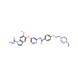 CCN1CCN(CCOc2ccc(C(=O)Nc3cc(Oc4cc5ccn(C(=O)NC)c5cc4OC)ccn3)cc2)CC1 ZINC000169711547