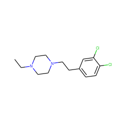 CCN1CCN(CCc2ccc(Cl)c(Cl)c2)CC1 ZINC000022940696