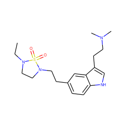 CCN1CCN(CCc2ccc3[nH]cc(CCN(C)C)c3c2)S1(=O)=O ZINC000013738518