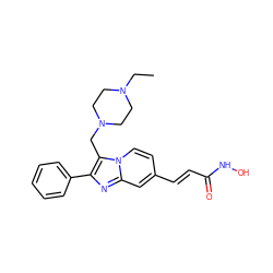 CCN1CCN(Cc2c(-c3ccccc3)nc3cc(/C=C/C(=O)NO)ccn23)CC1 ZINC000136855600