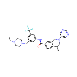 CCN1CCN(Cc2cc(NC(=O)c3ccc4c(c3)CN(c3cncnc3)C[C@@H]4C)cc(C(F)(F)F)c2)CC1 ZINC001772588942