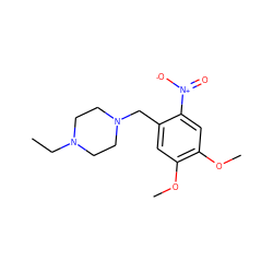 CCN1CCN(Cc2cc(OC)c(OC)cc2[N+](=O)[O-])CC1 ZINC000004990242