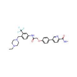 CCN1CCN(Cc2ccc(NC(=O)COc3ccc(-c4ccc(C(=O)NC)nc4)cc3)cc2C(F)(F)F)CC1 ZINC000653895445