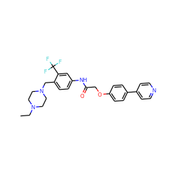 CCN1CCN(Cc2ccc(NC(=O)COc3ccc(-c4ccncc4)cc3)cc2C(F)(F)F)CC1 ZINC000653912762