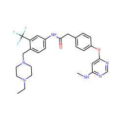 CCN1CCN(Cc2ccc(NC(=O)Cc3ccc(Oc4cc(NC)ncn4)cc3)cc2C(F)(F)F)CC1 ZINC000223407719