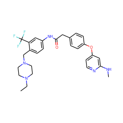 CCN1CCN(Cc2ccc(NC(=O)Cc3ccc(Oc4ccnc(NC)c4)cc3)cc2C(F)(F)F)CC1 ZINC000653867802