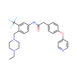 CCN1CCN(Cc2ccc(NC(=O)Cc3ccc(Oc4ccncc4)cc3)cc2C(F)(F)F)CC1 ZINC000653871619