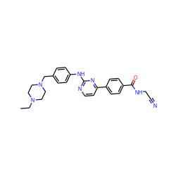 CCN1CCN(Cc2ccc(Nc3nccc(-c4ccc(C(=O)NCC#N)cc4)n3)cc2)CC1 ZINC000049014773