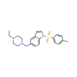 CCN1CCN(Cc2ccc3c(ccn3S(=O)(=O)c3ccc(C)cc3)c2)CC1 ZINC000071296082