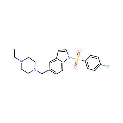 CCN1CCN(Cc2ccc3c(ccn3S(=O)(=O)c3ccc(F)cc3)c2)CC1 ZINC000043196749