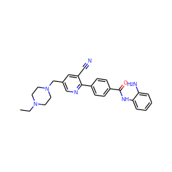 CCN1CCN(Cc2cnc(-c3ccc(C(=O)Nc4ccccc4N)cc3)c(C#N)c2)CC1 ZINC000029042583